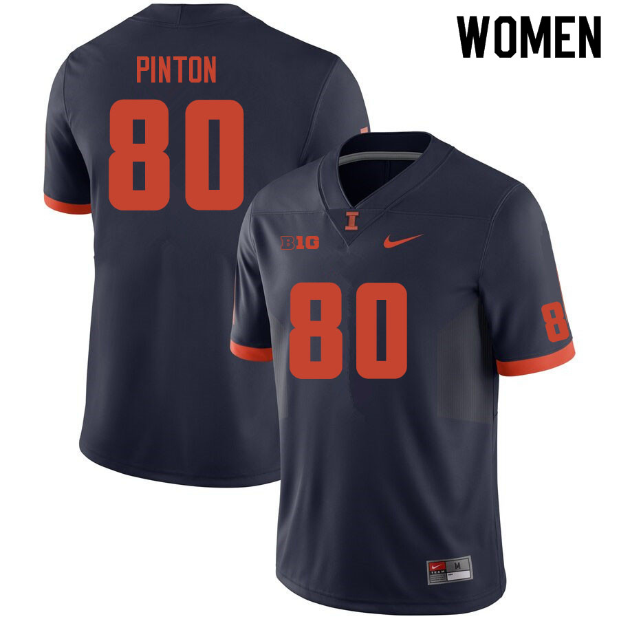 Women #80 Fabrizio Pinton Illinois Fighting Illini College Football Jerseys Sale-Navy